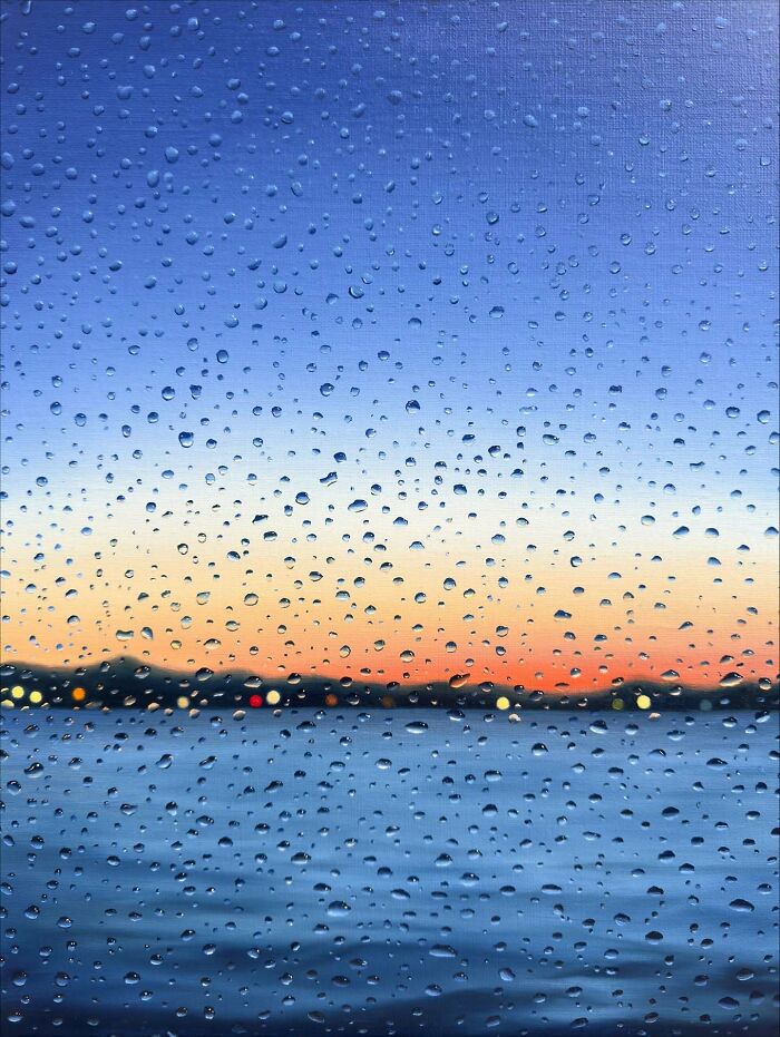 33 Hyper-Realistic Rain Paintings By This Artist That Look Almost Like Photographs