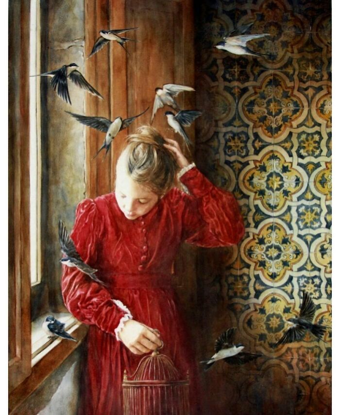 This Self-Taught Watercolor Artist Captures Feminine Grace, Natural Light, And Emotional Symbolism In Stunning Detail (22 Pics)