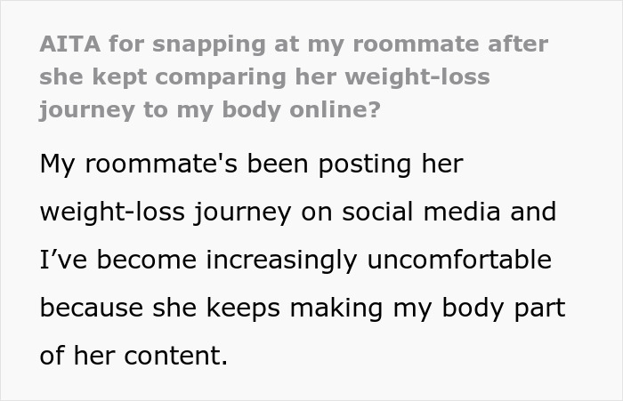 &ldquo;You&rsquo;re Never Going To Be Me&rdquo;: Woman Snaps At Roommate Who&rsquo;s Obsessed With Her Weight And Body