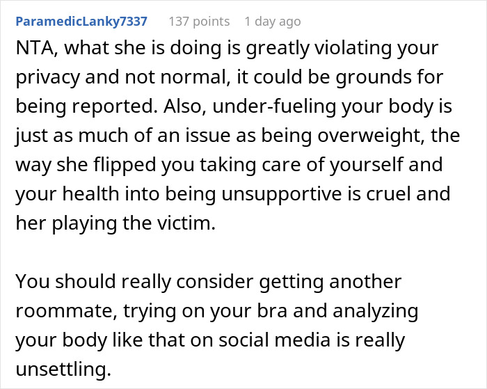&ldquo;You&rsquo;re Never Going To Be Me&rdquo;: Woman Snaps At Roommate Who&rsquo;s Obsessed With Her Weight And Body