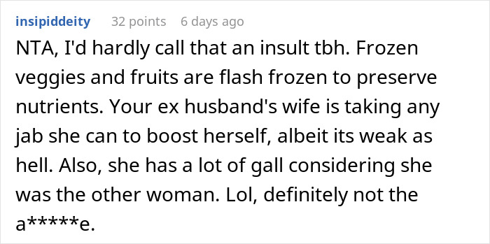 Guy’s Mistress-Turned-Wife Keeps Insulting His Ex’s Frozen Food, Whines As She Brutally Snubs Her
