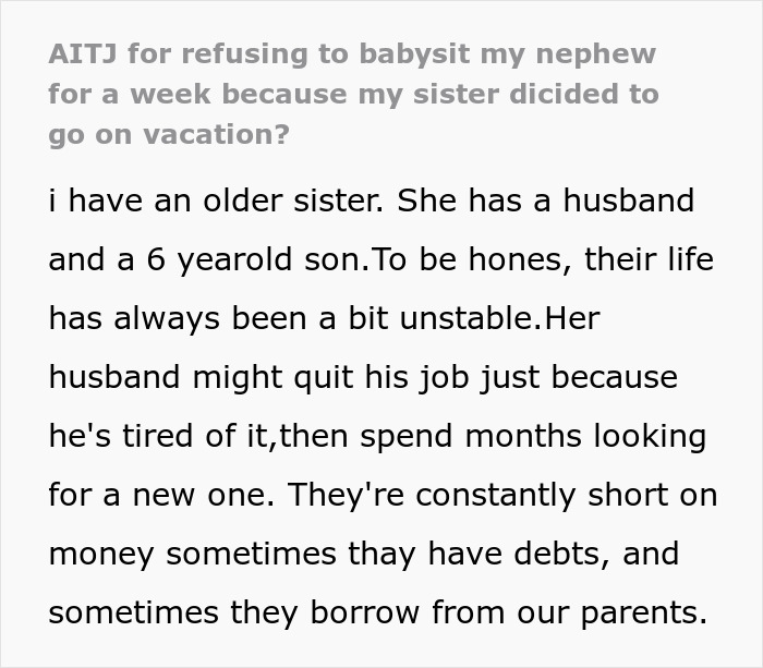 Sis Goes On Vacay While Deep In Debt To Her Brother, Then Calls Him Selfish For Refusing To Babysit