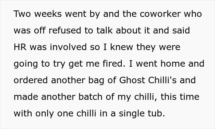 Office Food Thief Steals Ghost Pepper Chili And Runs To HR, Accidentally Speeds Up Their Own Firing