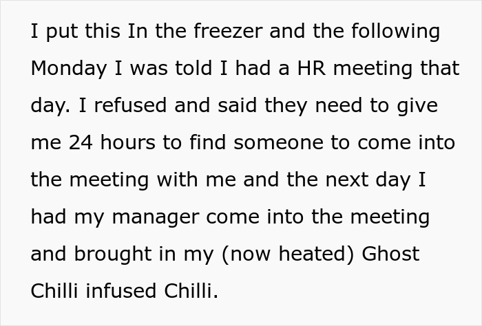 Office Food Thief Steals Ghost Pepper Chili And Runs To HR, Accidentally Speeds Up Their Own Firing