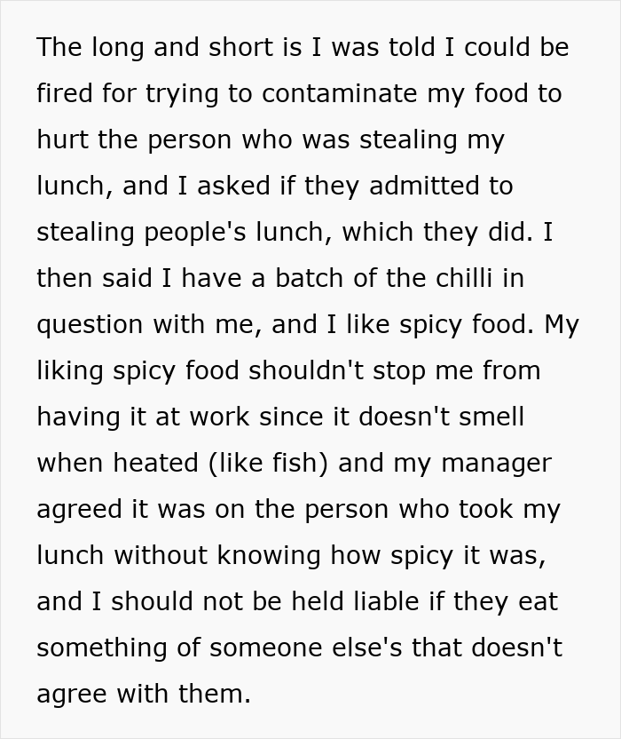 Office Food Thief Steals Ghost Pepper Chili And Runs To HR, Accidentally Speeds Up Their Own Firing