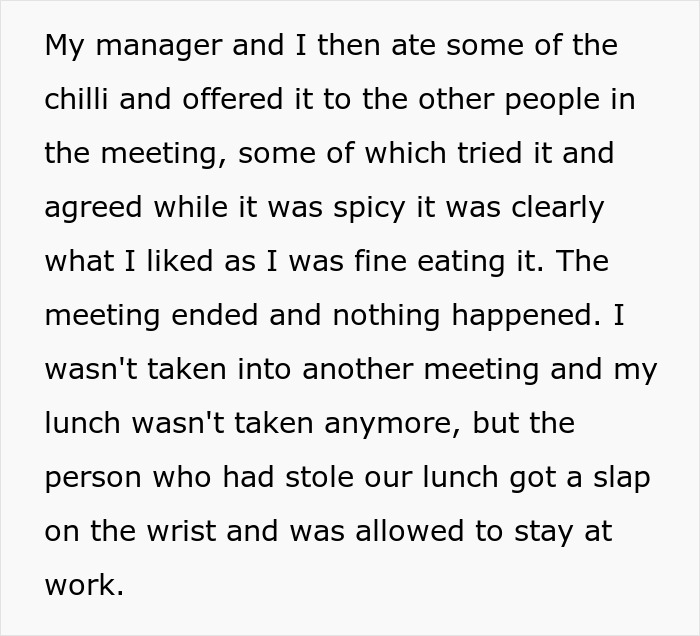 Office Food Thief Steals Ghost Pepper Chili And Runs To HR, Accidentally Speeds Up Their Own Firing