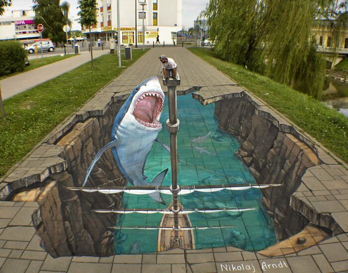 This Artist Turns Ordinary Streets Into Deep Holes, Oceans, And Wild Illusions (75 Pics)