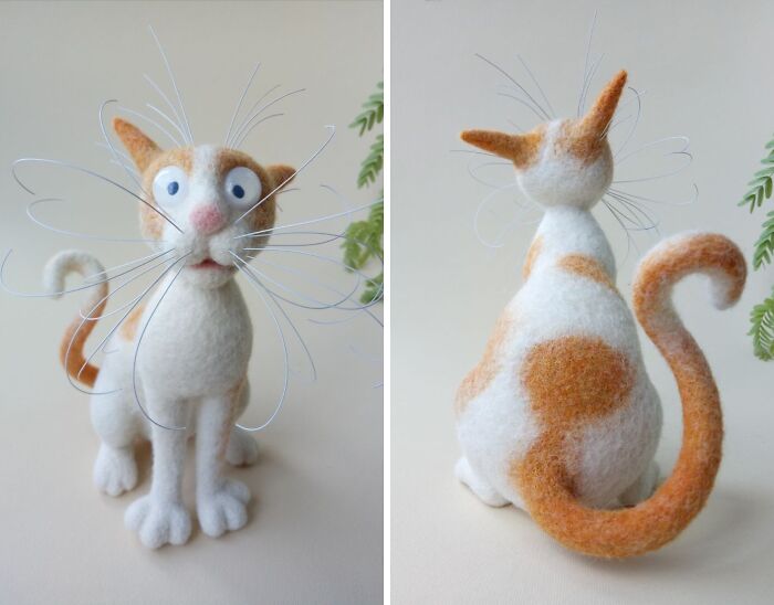 43 Wool Felted Cats With Over-The-Top Whiskers And Even Bigger Attitudes By Mary Derkach