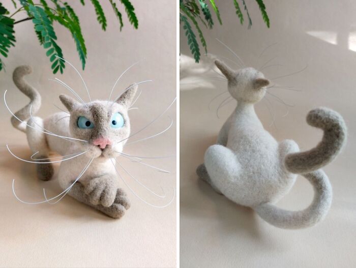 43 Wool Felted Cats With Over-The-Top Whiskers And Even Bigger Attitudes By Mary Derkach