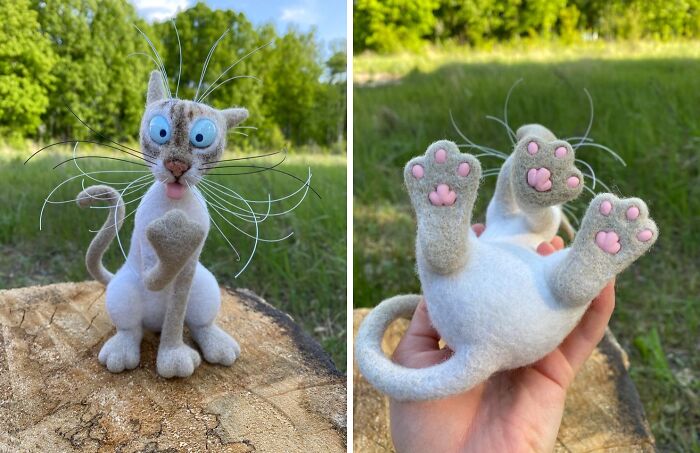 43 Wool Felted Cats With Over-The-Top Whiskers And Even Bigger Attitudes By Mary Derkach