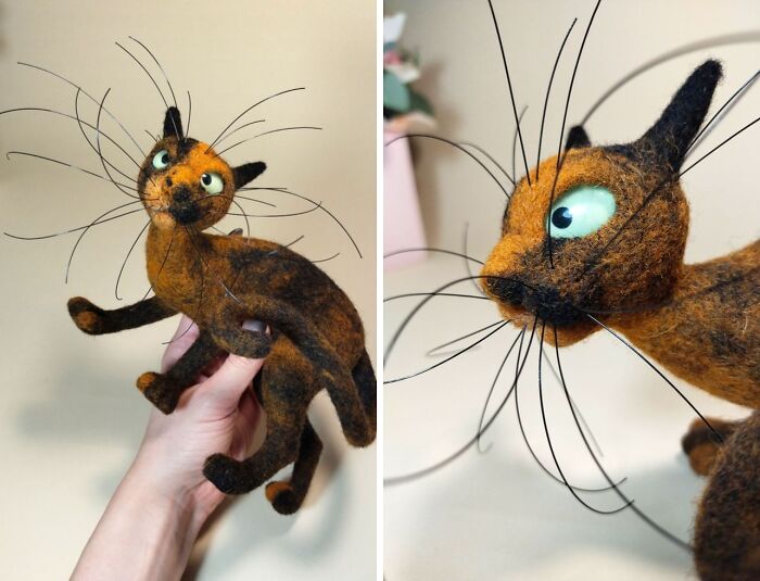 43 Wool Felted Cats With Over-The-Top Whiskers And Even Bigger Attitudes By Mary Derkach