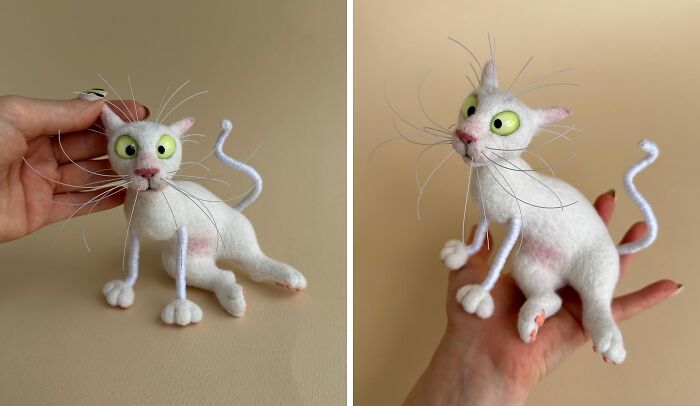 43 Wool Felted Cats With Over-The-Top Whiskers And Even Bigger Attitudes By Mary Derkach