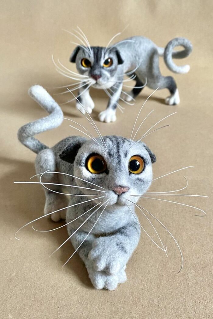 43 Wool Felted Cats With Over-The-Top Whiskers And Even Bigger Attitudes By Mary Derkach