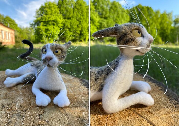 43 Wool Felted Cats With Over-The-Top Whiskers And Even Bigger Attitudes By Mary Derkach