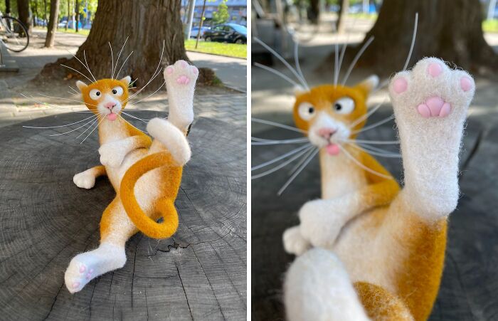43 Wool Felted Cats With Over-The-Top Whiskers And Even Bigger Attitudes By Mary Derkach