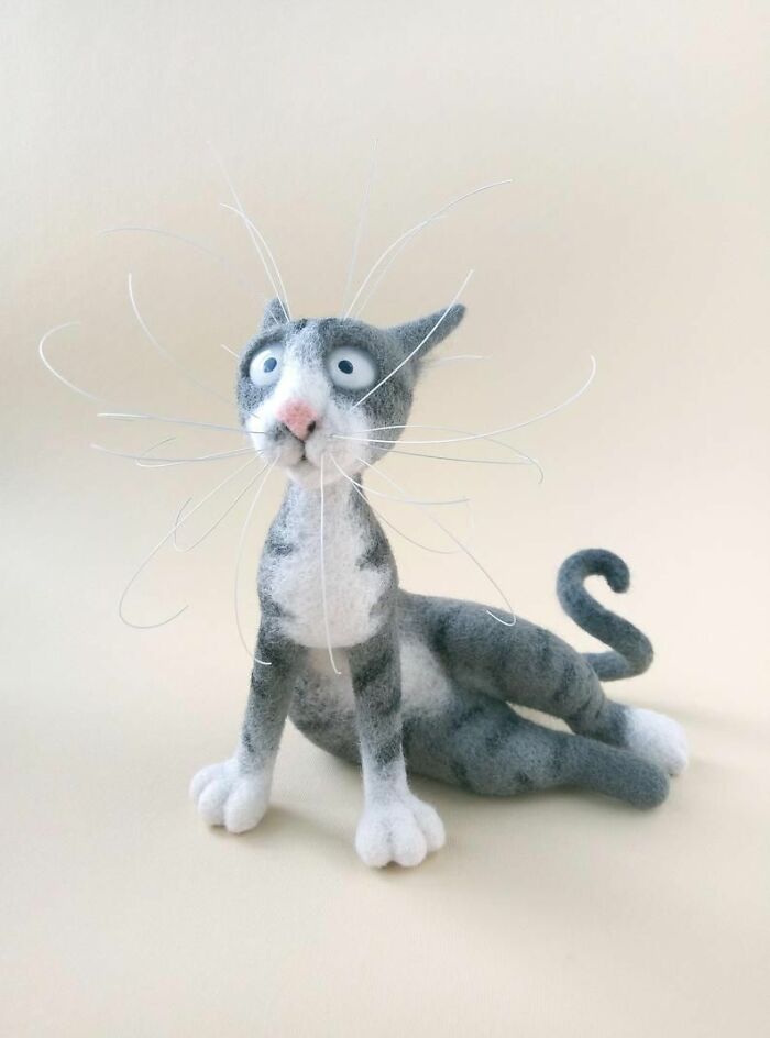 43 Wool Felted Cats With Over-The-Top Whiskers And Even Bigger Attitudes By Mary Derkach