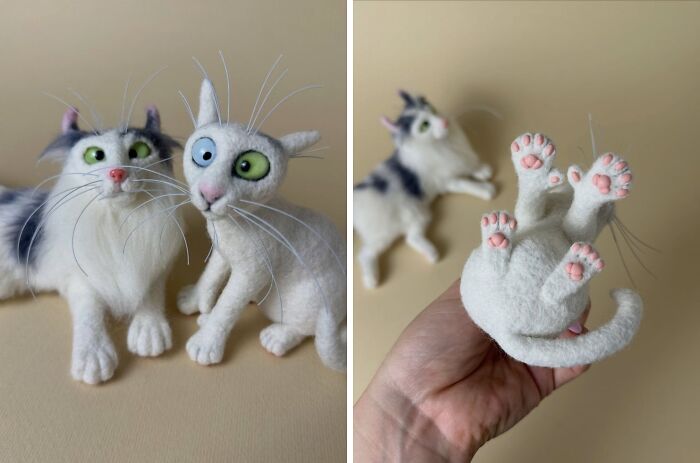 43 Wool Felted Cats With Over-The-Top Whiskers And Even Bigger Attitudes By Mary Derkach
