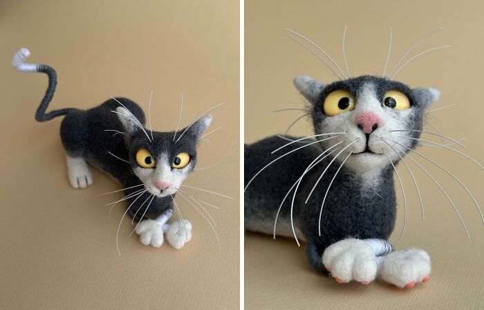 43 Wool Felted Cats With Over-The-Top Whiskers And Even Bigger Attitudes By Mary Derkach