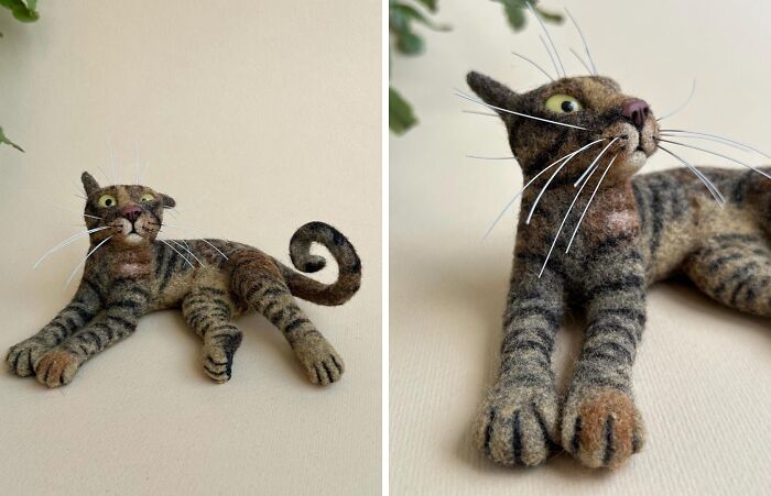 43 Wool Felted Cats With Over-The-Top Whiskers And Even Bigger Attitudes By Mary Derkach
