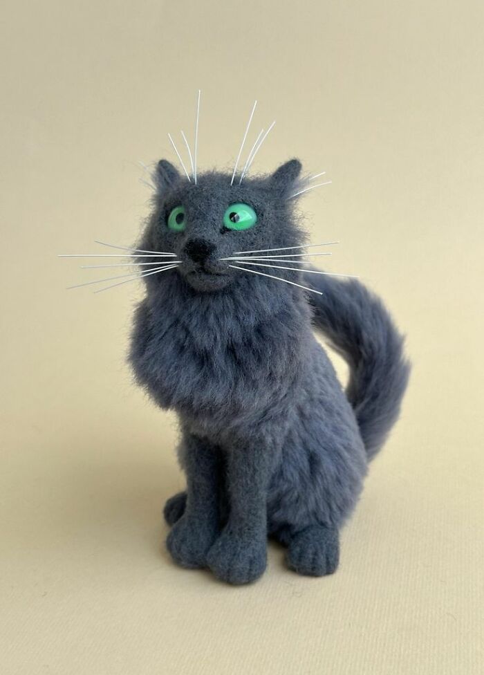 43 Wool Felted Cats With Over-The-Top Whiskers And Even Bigger Attitudes By Mary Derkach