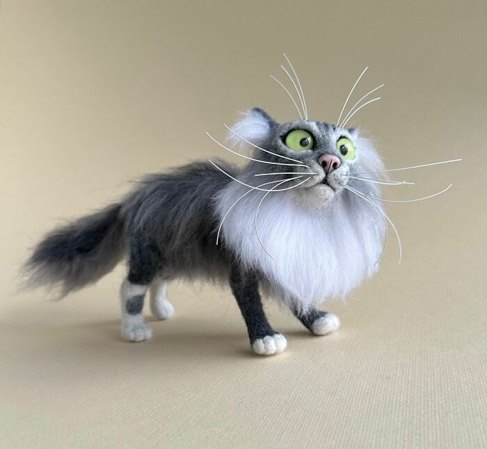 43 Wool Felted Cats With Over-The-Top Whiskers And Even Bigger Attitudes By Mary Derkach