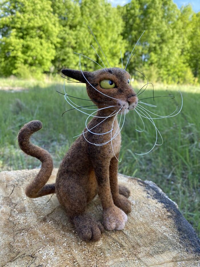 43 Wool Felted Cats With Over-The-Top Whiskers And Even Bigger Attitudes By Mary Derkach