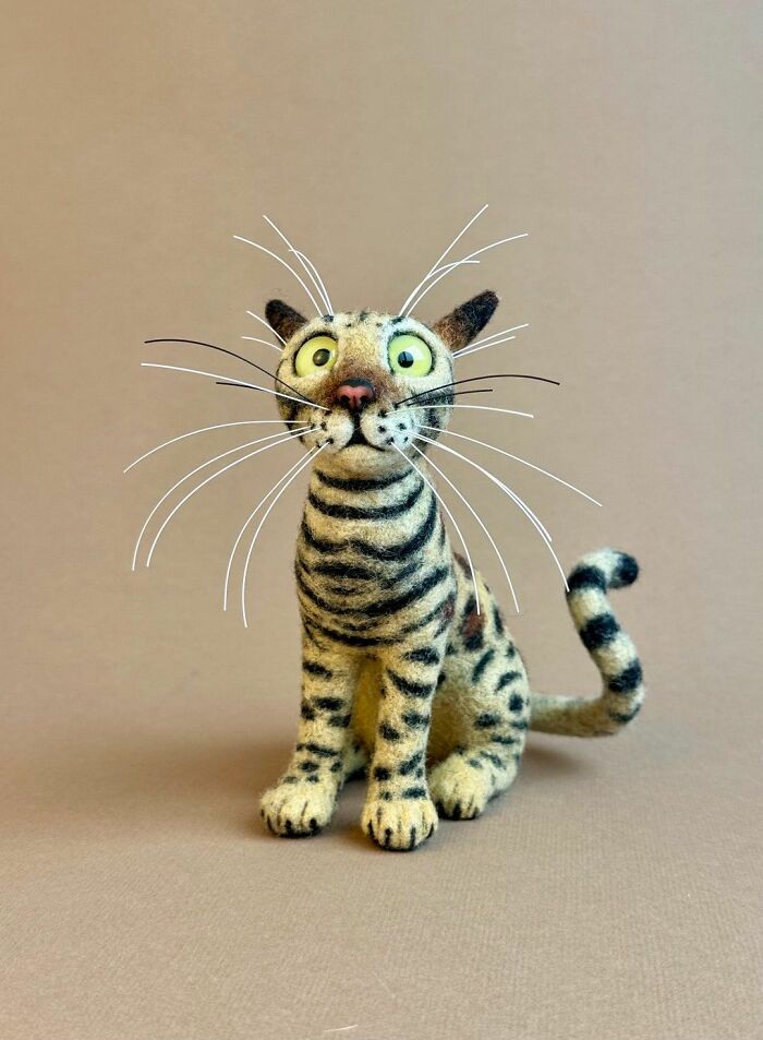 43 Wool Felted Cats With Over-The-Top Whiskers And Even Bigger Attitudes By Mary Derkach