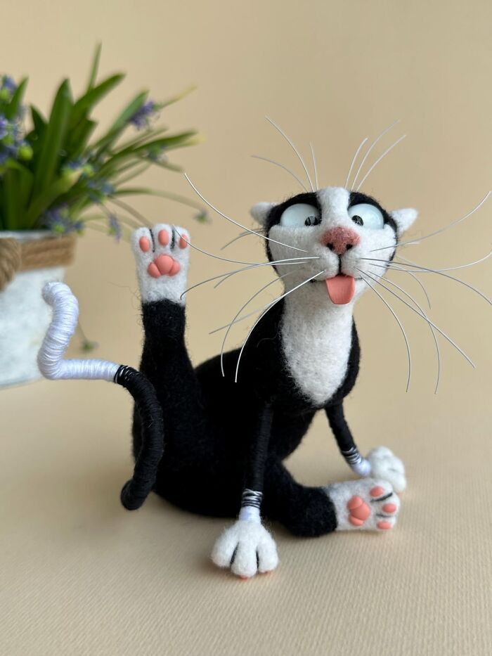 43 Wool Felted Cats With Over-The-Top Whiskers And Even Bigger Attitudes By Mary Derkach