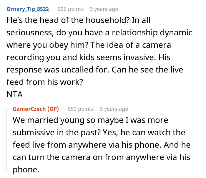 Controlling Man Insists On Keeping Indoor Camera On All The Time, Mad At Wife For Turning It Off