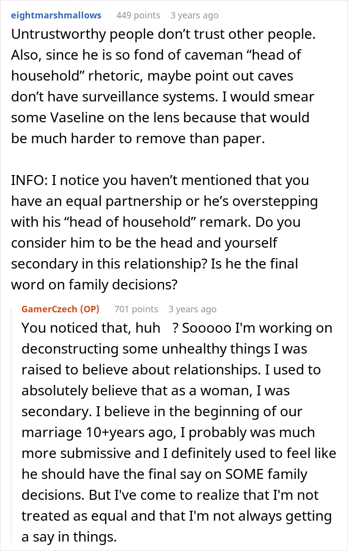Controlling Man Insists On Keeping Indoor Camera On All The Time, Mad At Wife For Turning It Off