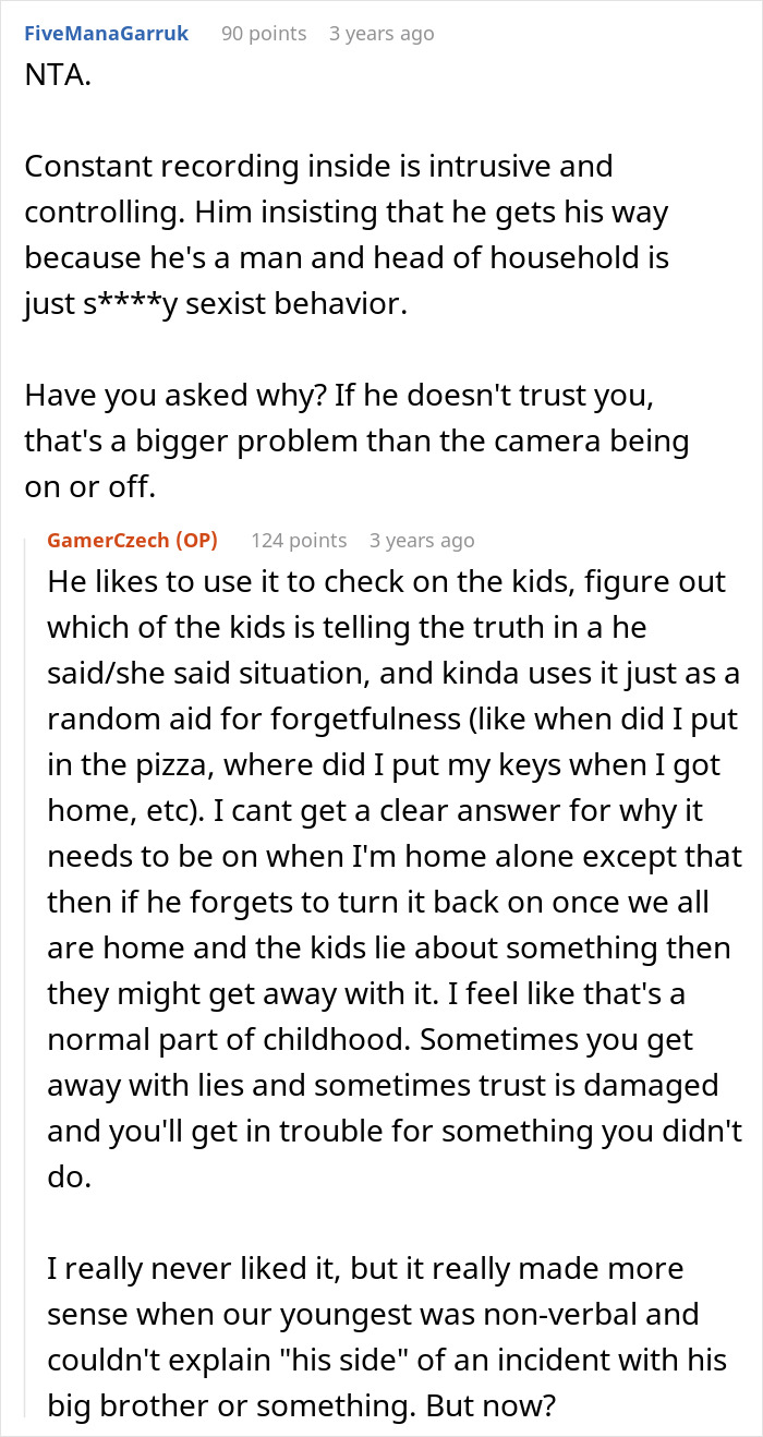 Controlling Man Insists On Keeping Indoor Camera On All The Time, Mad At Wife For Turning It Off