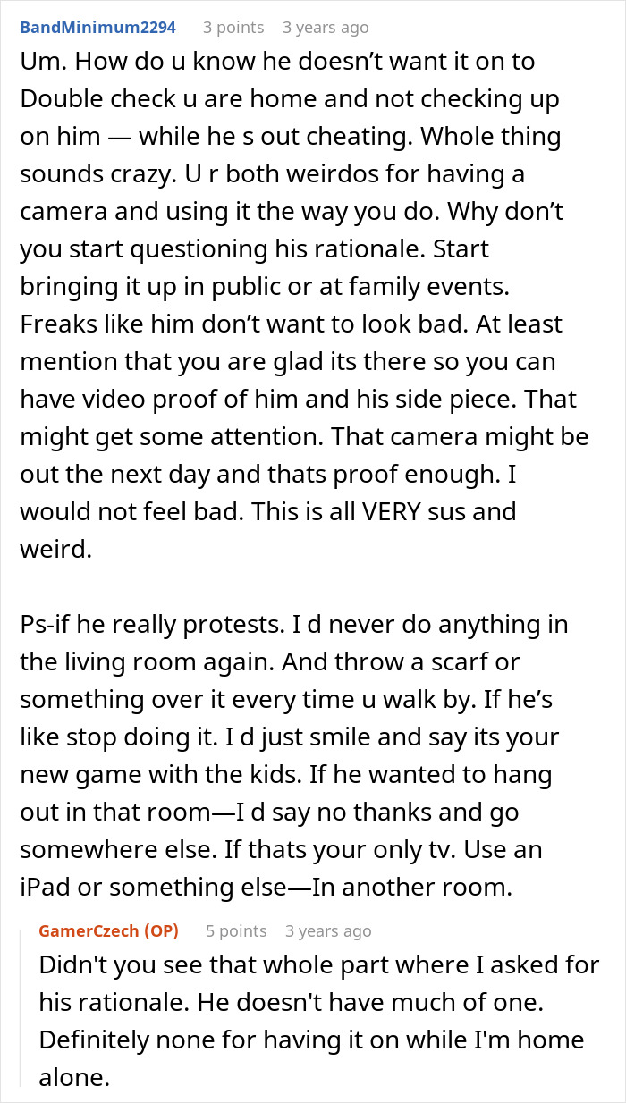 Controlling Man Insists On Keeping Indoor Camera On All The Time, Mad At Wife For Turning It Off