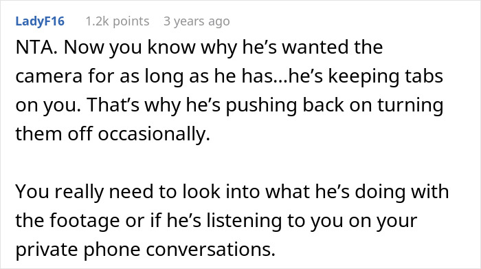 Controlling Man Insists On Keeping Indoor Camera On All The Time, Mad At Wife For Turning It Off