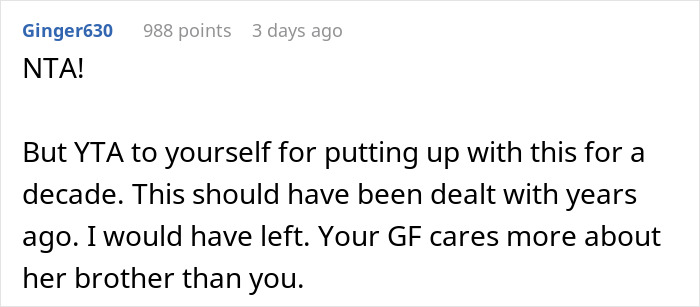 Guy Gives GF An Ultimatum After Getting Fed Up With Her Freeloading Brother, Who Refuses To Be An Actual Adult