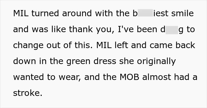 MIL Throws A Pity Party Over Not Wearing Green For Son’s Wedding, Plans To Switch Dresses Anyway