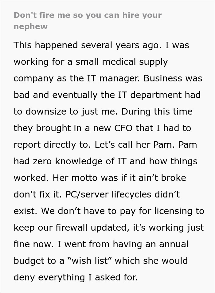 Boss Threatens To Call The Cops On IT Guy After Replacing Him With Her “Idiot” Nephew Backfires Spectacularly Boss Threatens To Call The Cops On IT Guy After Replacing Him With Her “Idiot” Nephew Backfires Spectacularly