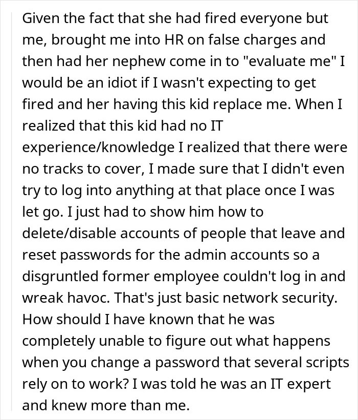 Boss Threatens To Call The Cops On IT Guy After Replacing Him With Her “Idiot” Nephew Backfires Spectacularly Boss Threatens To Call The Cops On IT Guy After Replacing Him With Her “Idiot” Nephew Backfires Spectacularly