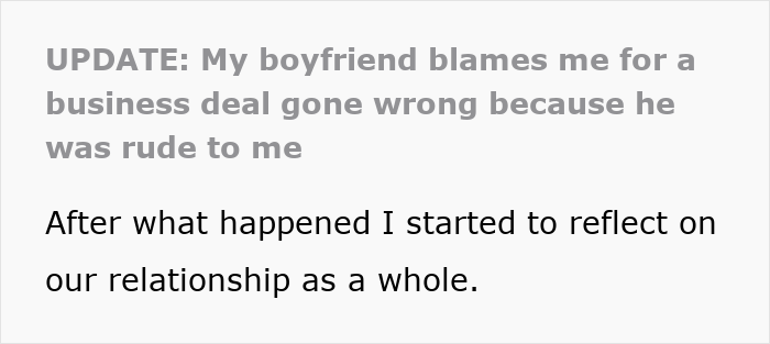 Man Humiliates GF In Front Of Potential Business Partner, Acts Surprised It Has Consequences Man Humiliates GF In Front Of Potential Business Partner, Acts Surprised It Has Consequences