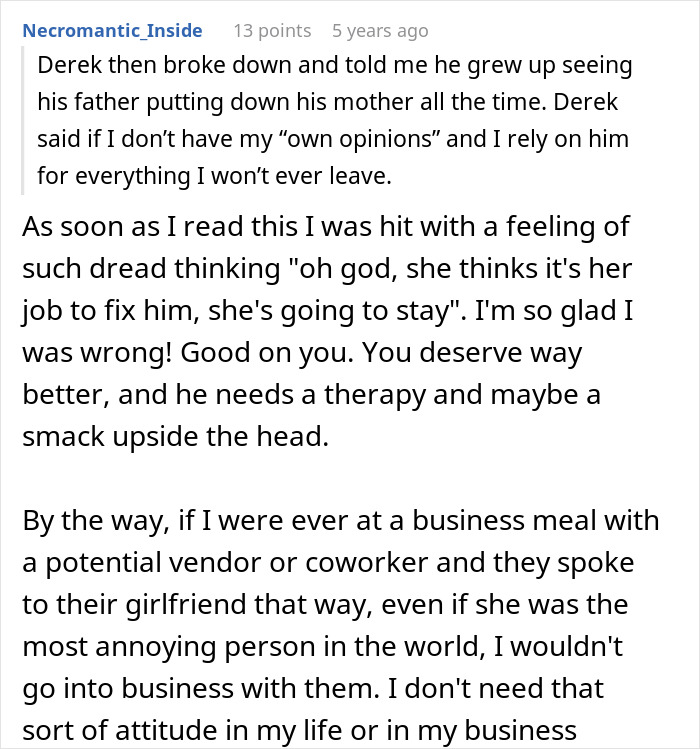 Man Humiliates GF In Front Of Potential Business Partner, Acts Surprised It Has Consequences Man Humiliates GF In Front Of Potential Business Partner, Acts Surprised It Has Consequences