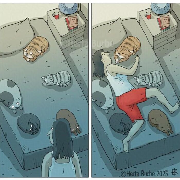 50 Heartwarming Cat Comics By This Lithuanian Artist That Beautifully Capture Human Emotions