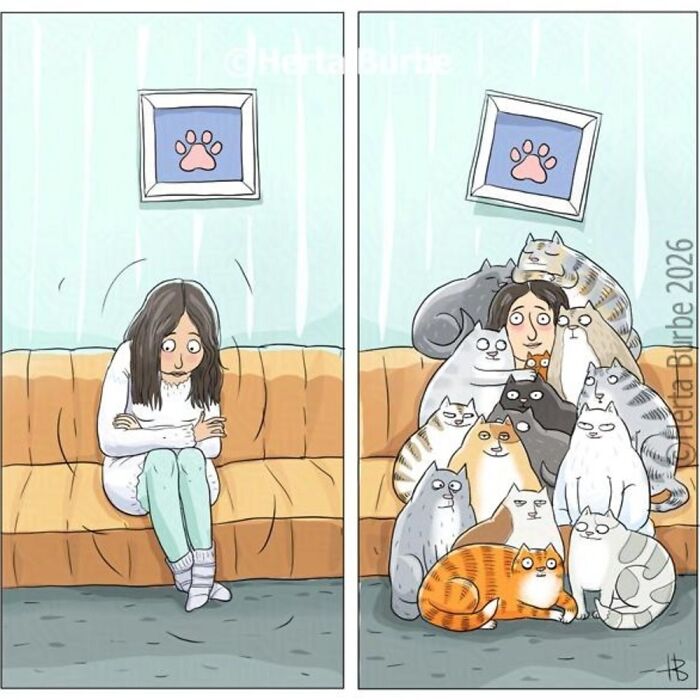 50 Heartwarming Cat Comics By This Lithuanian Artist That Beautifully Capture Human Emotions