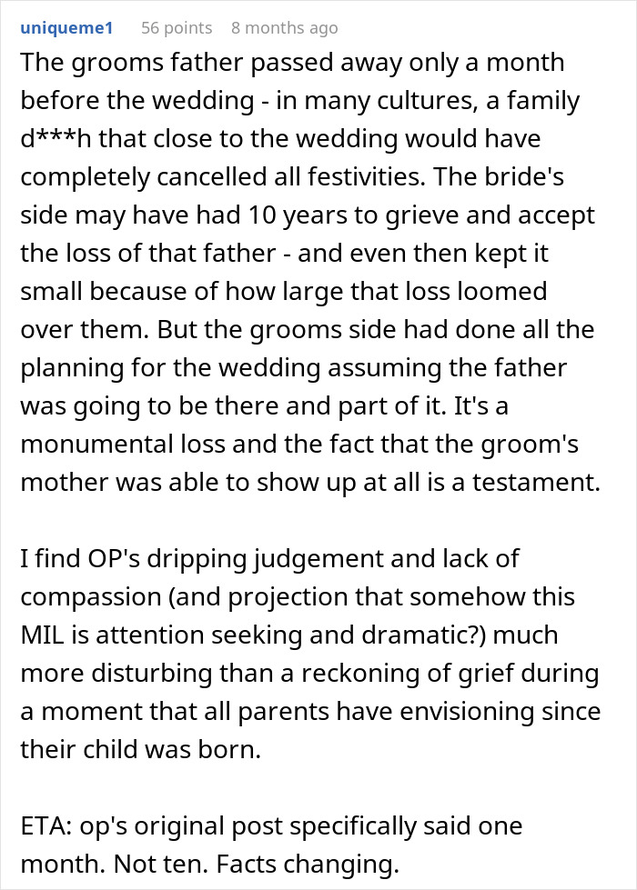Bride Honors Late Dad During Wedding, MIL Puts On A Show To Prove That Her Grief Is Bigger Bride Honors Late Dad During Wedding, MIL Puts On A Show To Prove That Her Grief Is Bigger