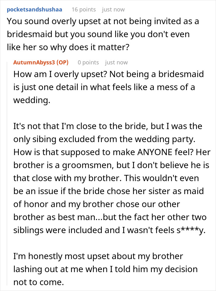 “I Became The Villain”: Woman Refuses To Attend Brother’s Wedding After Huge Miscommunication “I Became The Villain”: Woman Refuses To Attend Brother’s Wedding After Huge Miscommunication