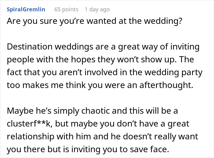 “I Became The Villain”: Woman Refuses To Attend Brother’s Wedding After Huge Miscommunication “I Became The Villain”: Woman Refuses To Attend Brother’s Wedding After Huge Miscommunication