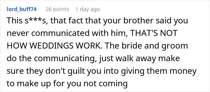 “I Became The Villain”: Woman Refuses To Attend Brother’s Wedding After Huge Miscommunication “I Became The Villain”: Woman Refuses To Attend Brother’s Wedding After Huge Miscommunication
