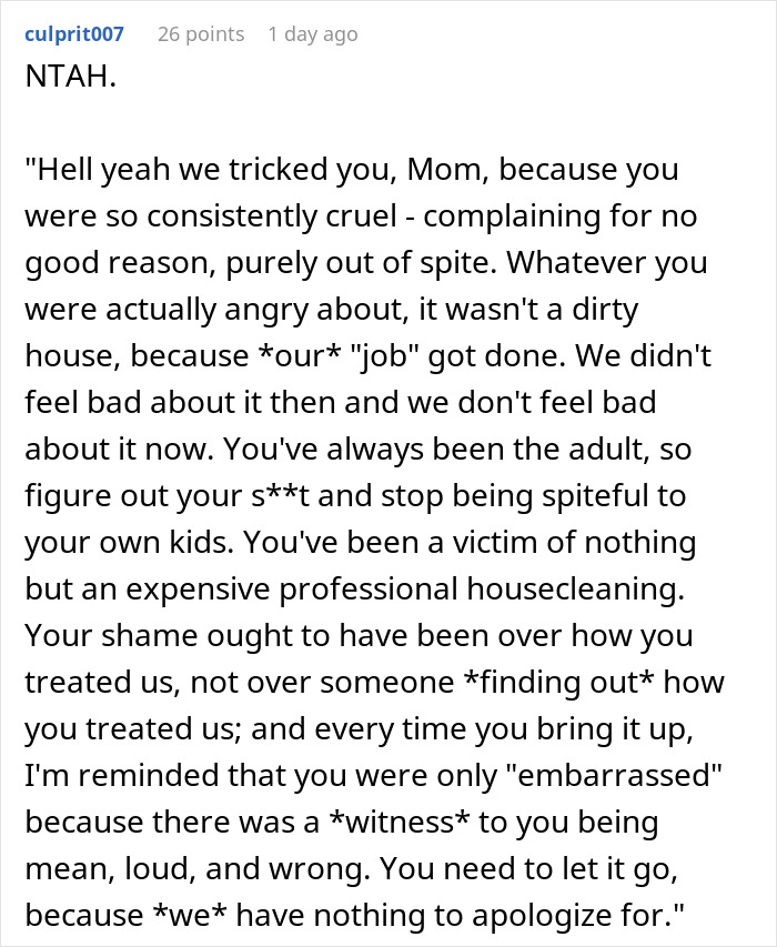 Kids Tired Of Mom’s Endless Cleaning Criticism, Secretly Hire Pros To Call Out Her Behavior Kids Tired Of Mom’s Endless Cleaning Criticism, Secretly Hire Pros To Call Out Her Behavior