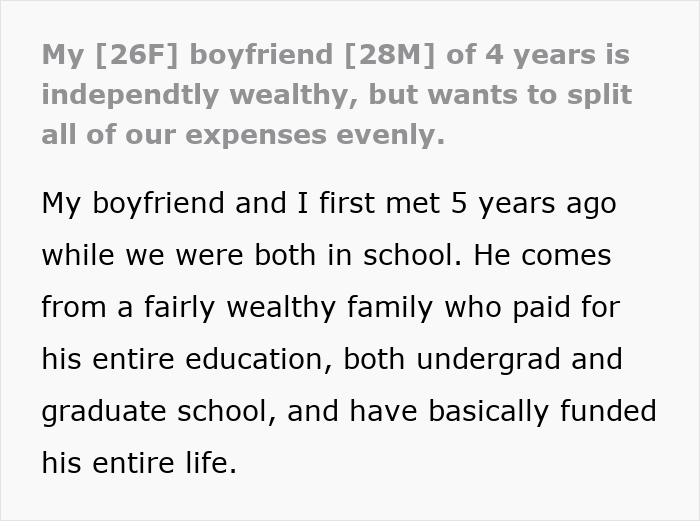 Wealthy BF Insists On 50/50 Split Despite GF Struggling, Writes Her A Check The Day She Leaves Wealthy BF Insists On 50/50 Split Despite GF Struggling, Writes Her A Check The Day She Leaves