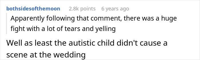 Bigoted Bride Makes Sure Autistic Nephew Isn’t At Wedding, Lies To Sis About It Being Kid-Free Event Bigoted Bride Makes Sure Autistic Nephew Isn’t At Wedding, Lies To Sis About It Being Kid-Free Event
