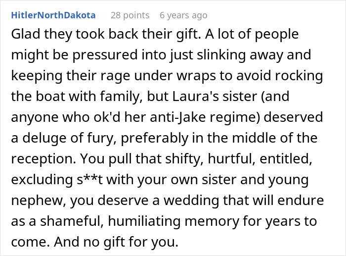 Bigoted Bride Makes Sure Autistic Nephew Isn’t At Wedding, Lies To Sis About It Being Kid-Free Event Bigoted Bride Makes Sure Autistic Nephew Isn’t At Wedding, Lies To Sis About It Being Kid-Free Event
