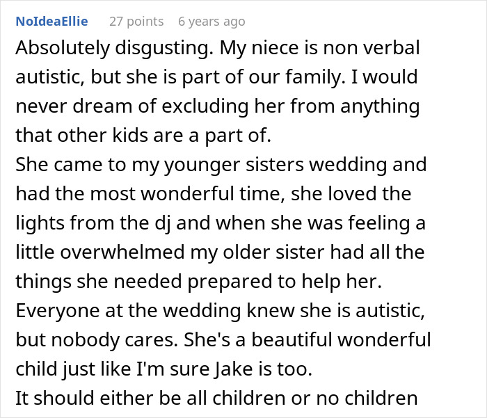 Bigoted Bride Makes Sure Autistic Nephew Isn’t At Wedding, Lies To Sis About It Being Kid-Free Event Bigoted Bride Makes Sure Autistic Nephew Isn’t At Wedding, Lies To Sis About It Being Kid-Free Event
